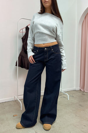Casting Call Dark Denim Low Rise Baggy Jean