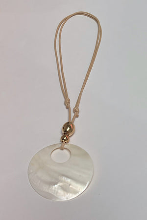 Large Cream Shell with Cream Cord Necklace