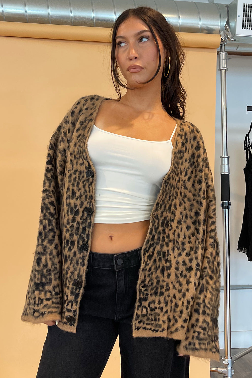 Xenia Leopard Print Button Up Cardigan