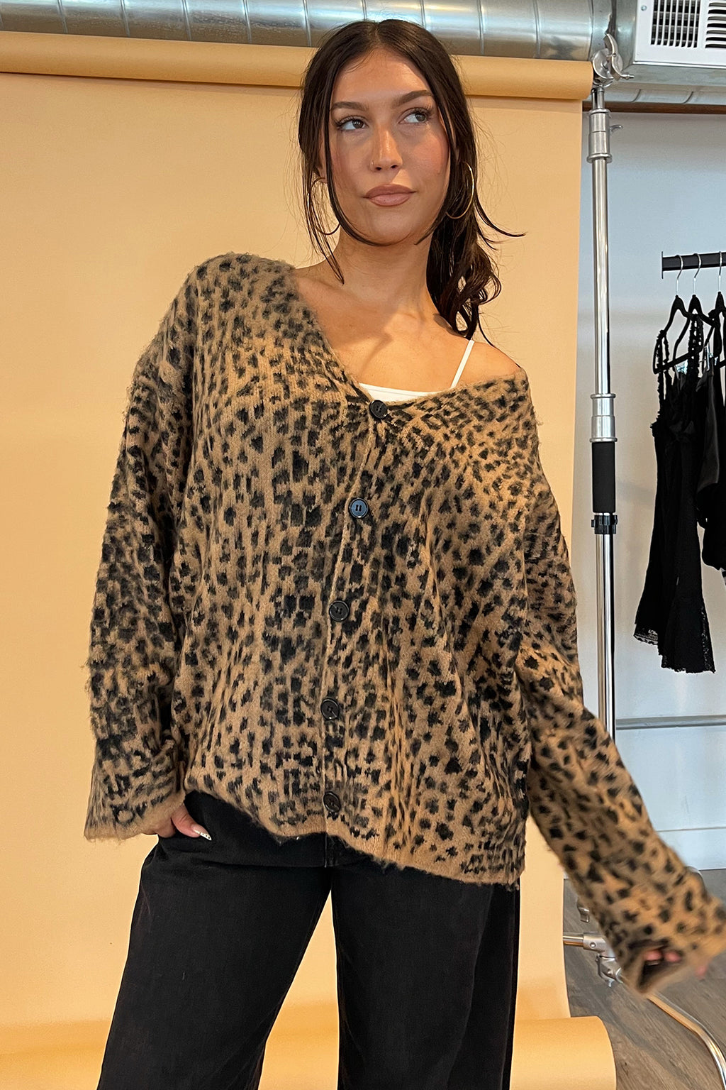 Xenia Leopard Print Button Up Cardigan