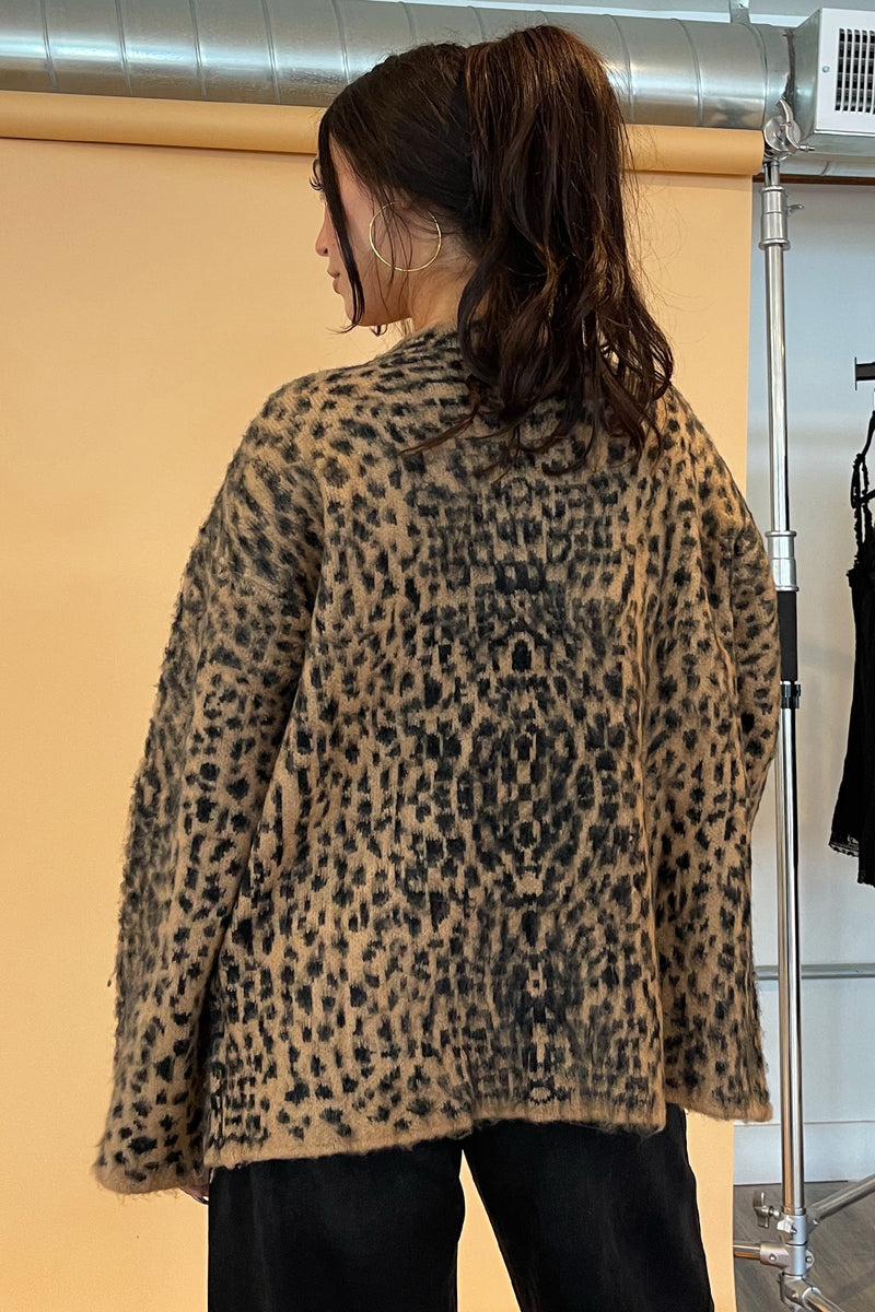 Xenia Leopard Print Button Up Cardigan