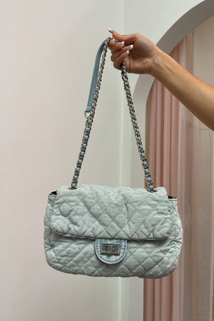 Off Duty Ultra Light Wash Denim Quilted Flap Bag