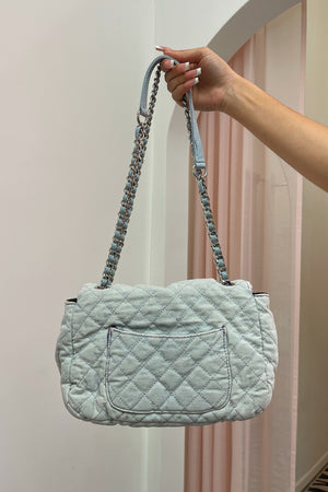 Off Duty Ultra Light Wash Denim Quilted Flap Bag