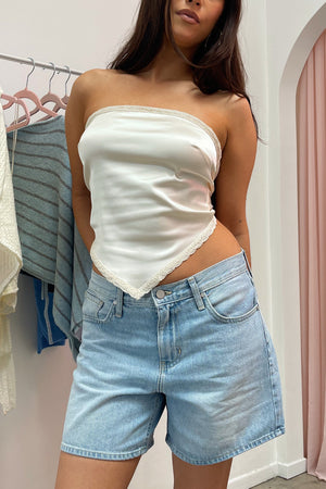 All Time Light Wash Baggy Jean Shorts