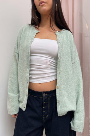 Collins Mint Plush Button Up Cardigan