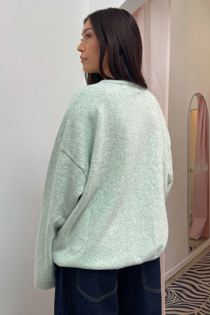Collins Mint Plush Button Up Cardigan