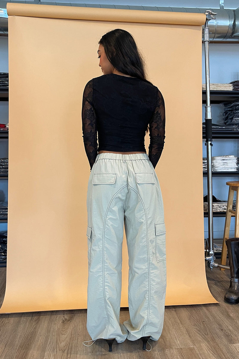 Outside the Lines Mist with Contrast Stitch Parachute Pants