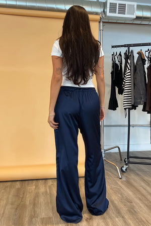 Sawyer Navy Satin with Button Detail Pants