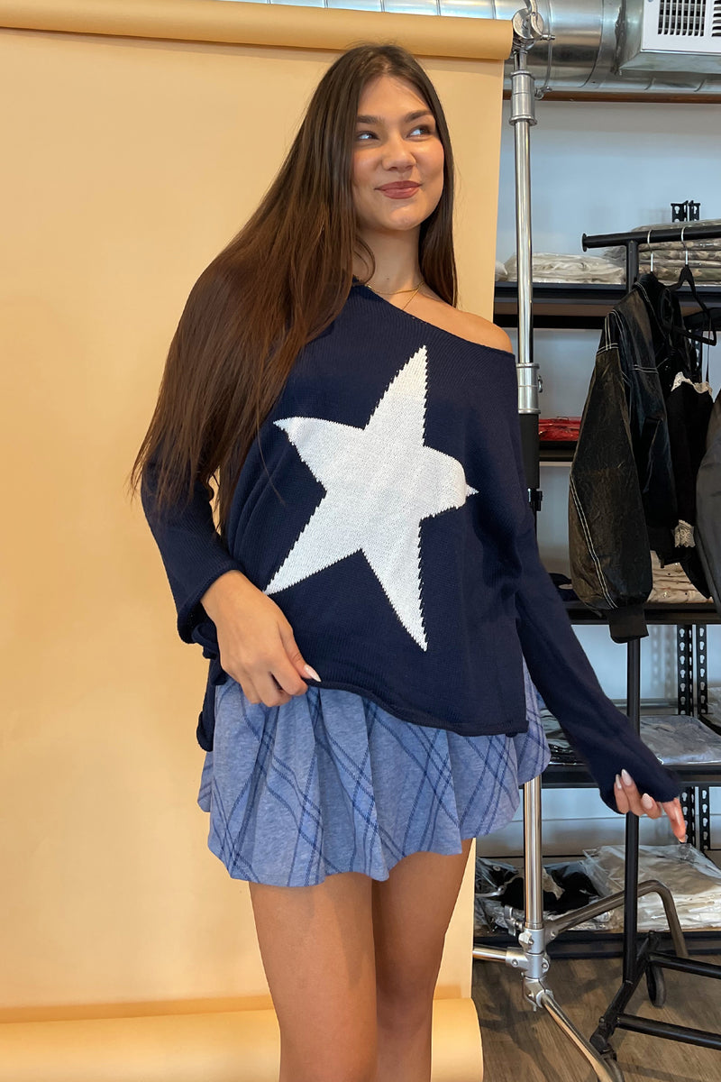 Seeing Stars Navy Knit Sweater