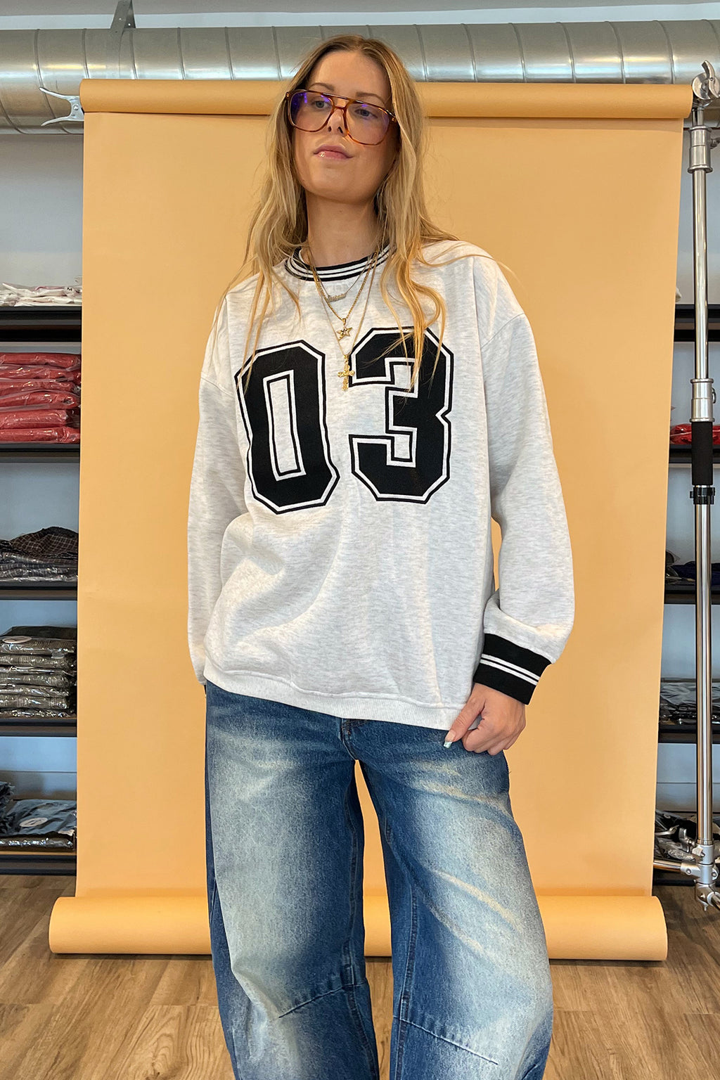 03 Light Heather Grey Number Sweatshirt