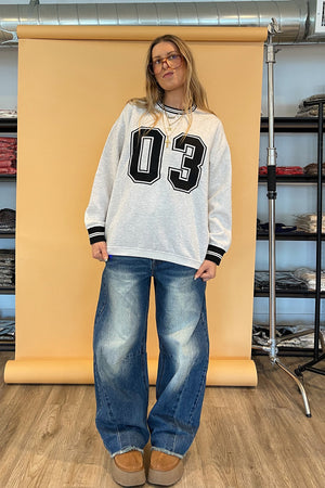 03 Light Heather Grey Number Sweatshirt