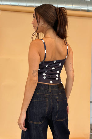 Elise Black with White Polka Dot Basic Tank Top