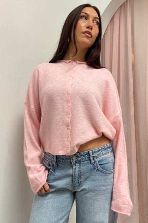Blythe Light Pink Button Up Cardigan