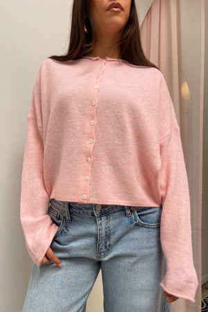 Blythe Light Pink Button Up Cardigan