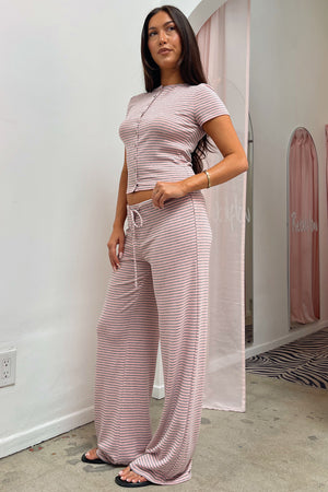 Laidback Pink and Heather Grey Stripe Pants