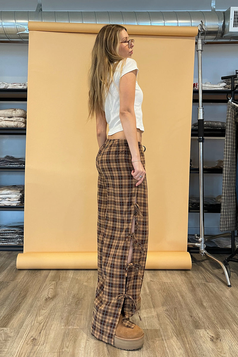 Amanda Plaid Side Tie Pants