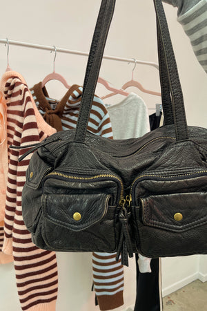 All In Brown Faux Leather Pocket Detail Bag