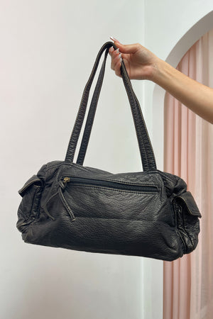 All In Brown Faux Leather Pocket Detail Bag