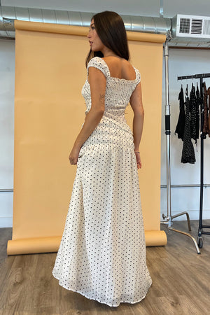 Champs-Élysées Cream with Black Polka Dot Maxi Skirt