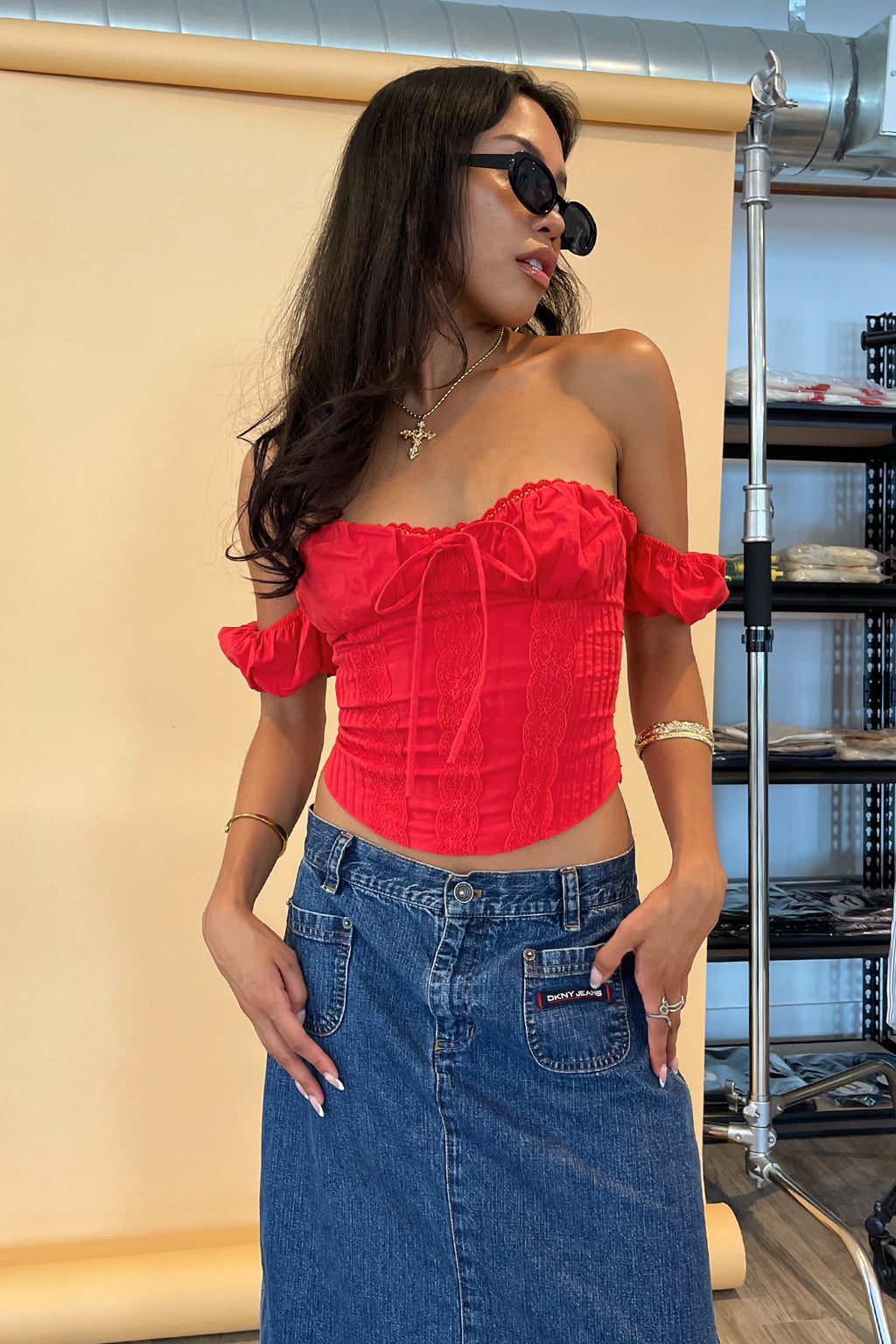 Places to Be Red Cottage Corset Top