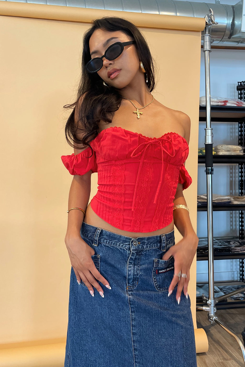 Places to Be Red Cottage Corset Top