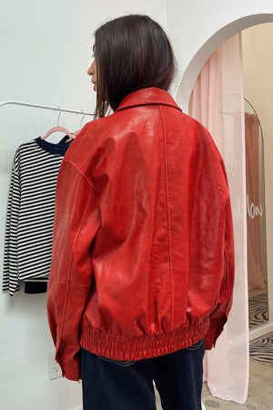 MJ Red Faux Leather Jacket