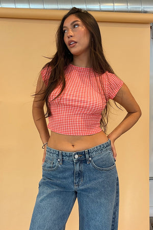 Tommie Red Plaid Tie Back Top