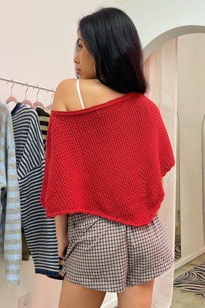 Love Spell Red Heart Knit Poncho