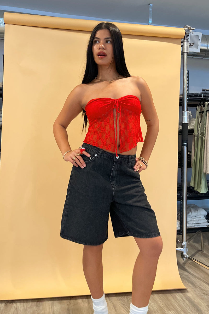 Pretty Woman Red Lace Tube Top