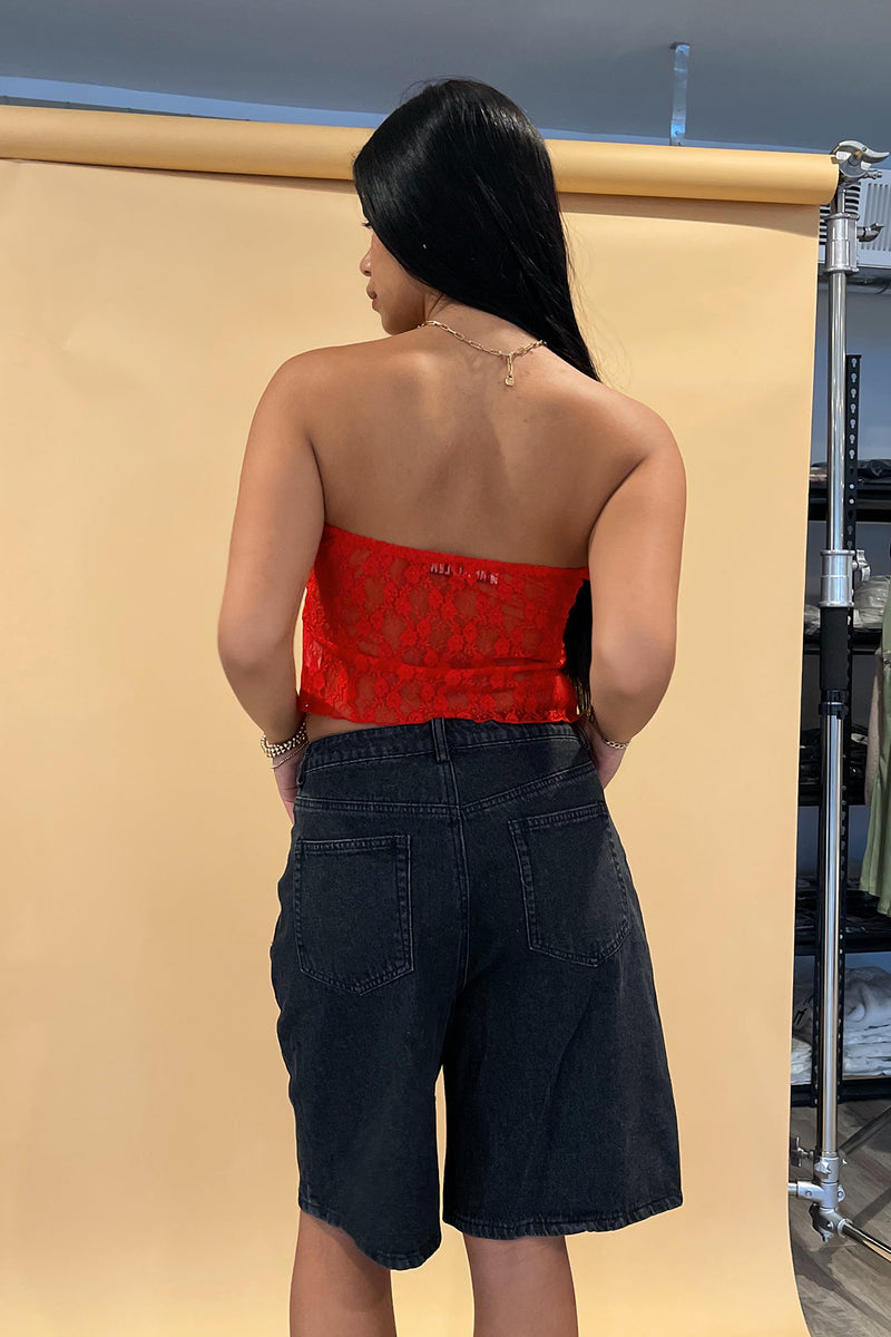 Pretty Woman Red Lace Tube Top