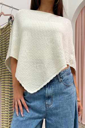Adore You Cream Rosette Knit Poncho