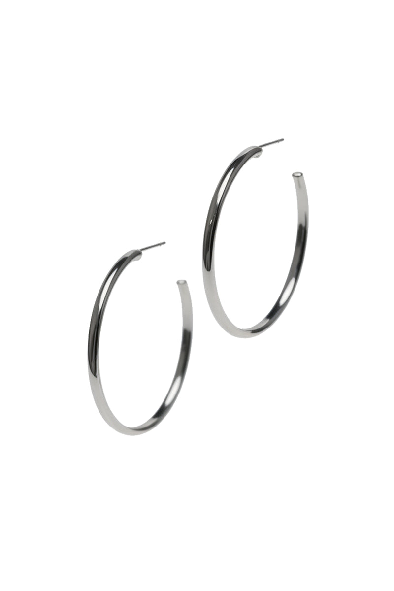 2.25" Silver Thin Hoops with Post Back