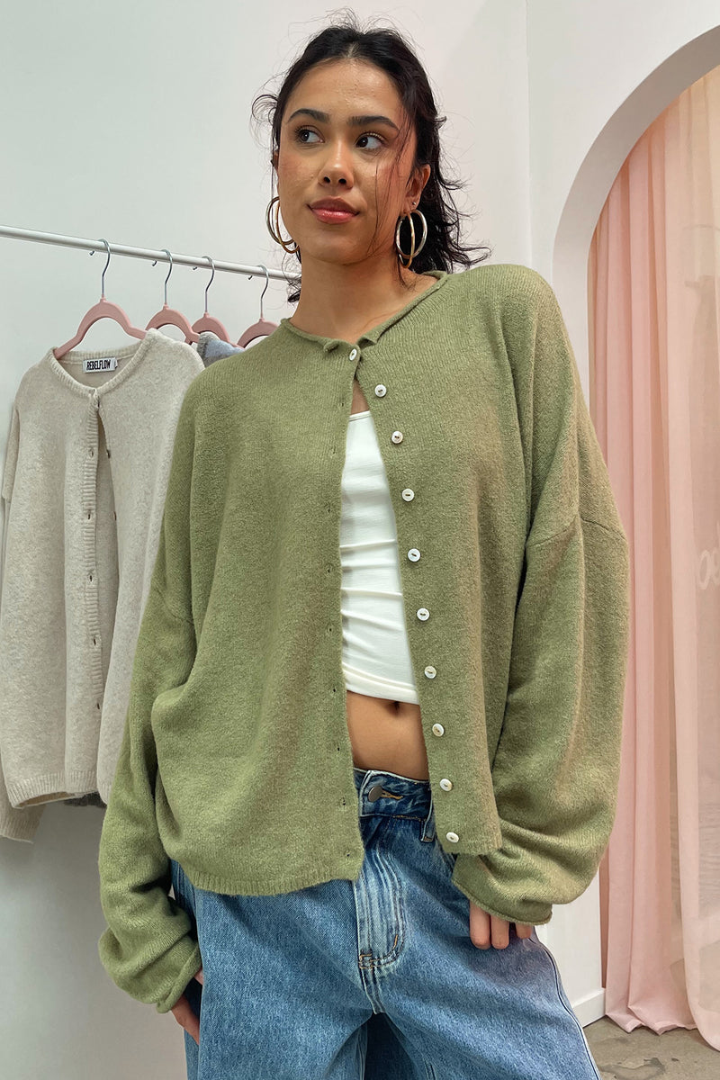 Blythe Sage Green Button Up Cardigan – Rebelflow
