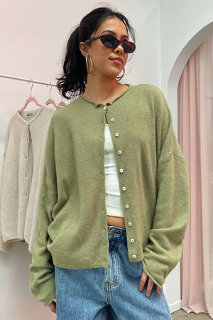 Blythe Sage Green Button Up Cardigan