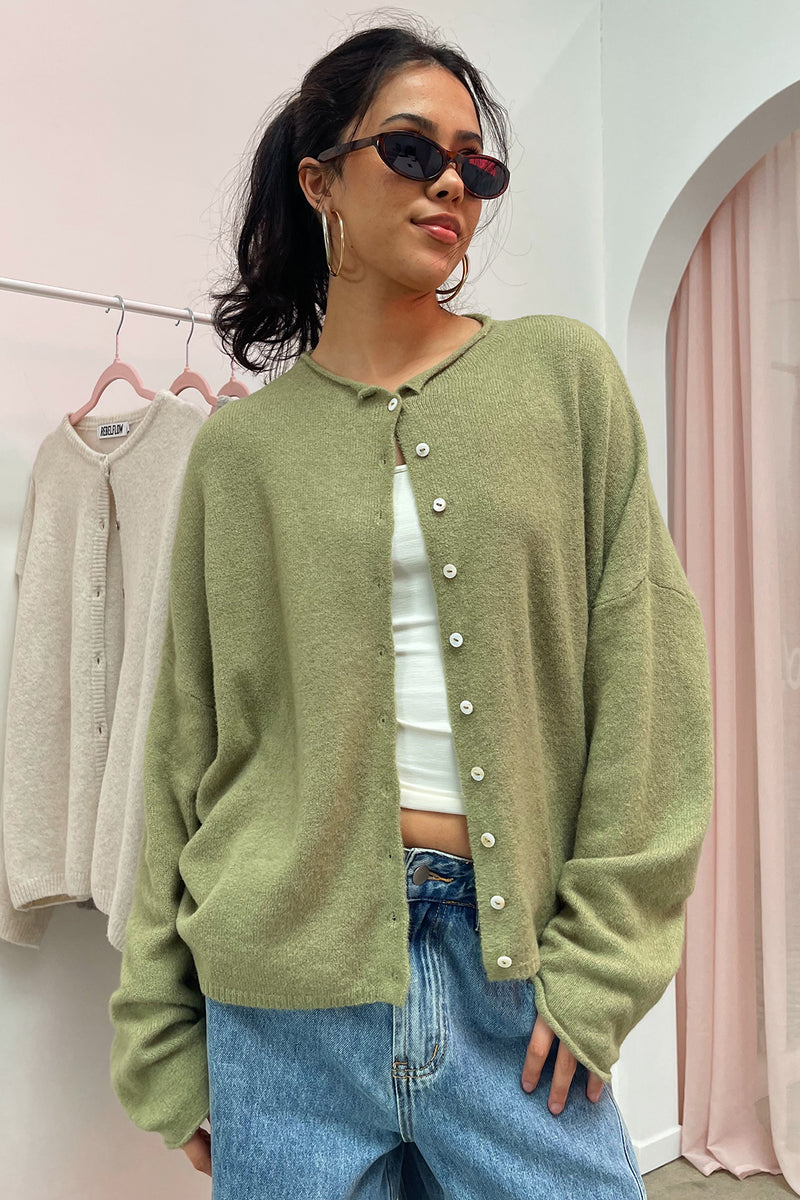 Blythe Sage Green Button Up Cardigan – Rebelflow