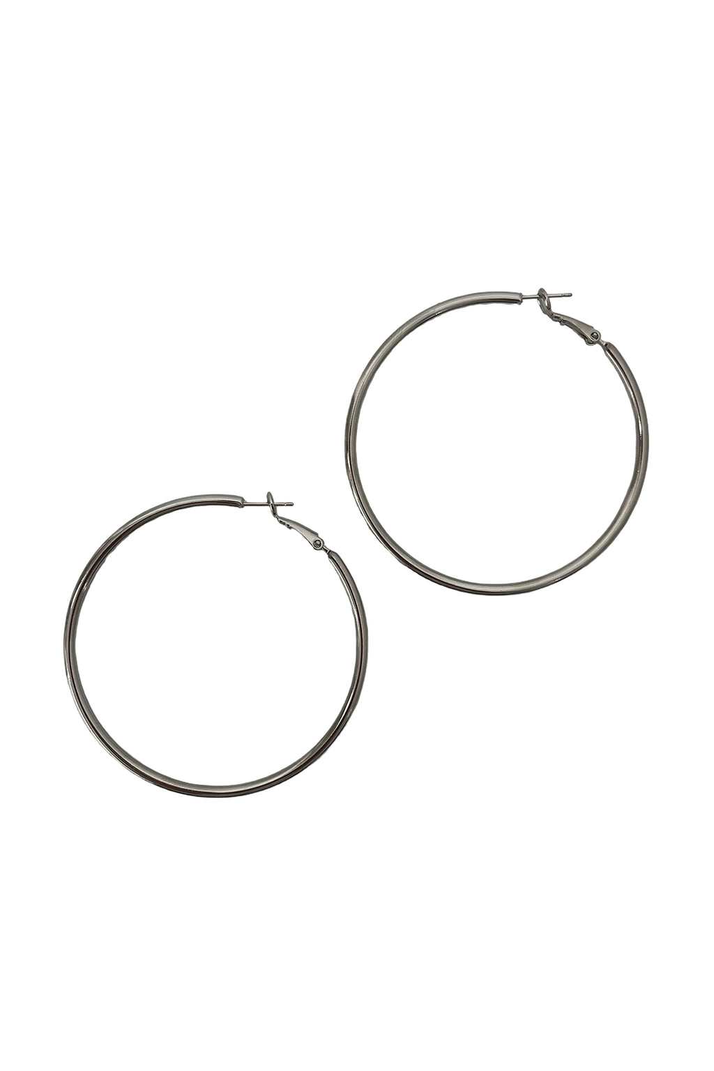 2.25" Silver Thin Hoops with Clasp Back