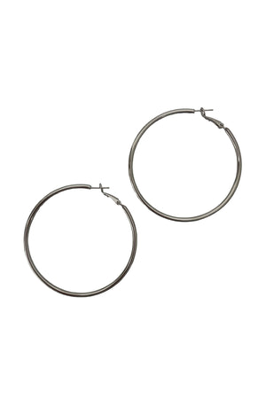 2.25" Silver Thin Hoops with Clasp Back