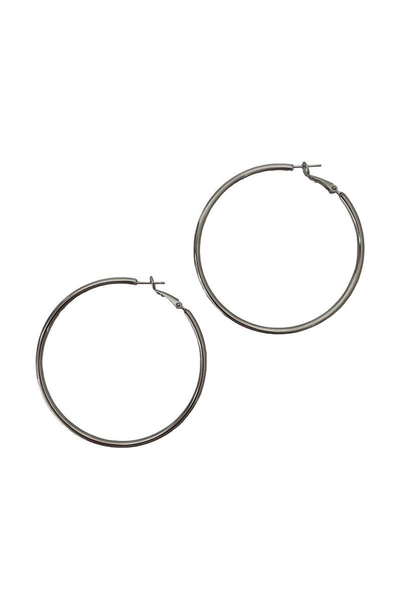 2.25" Silver Thin Hoops with Clasp Back