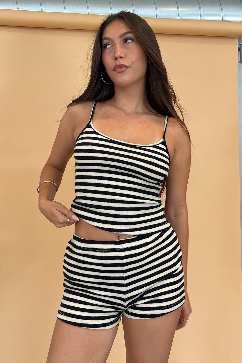Divine Timing Cream and Black Stripe Tank Top