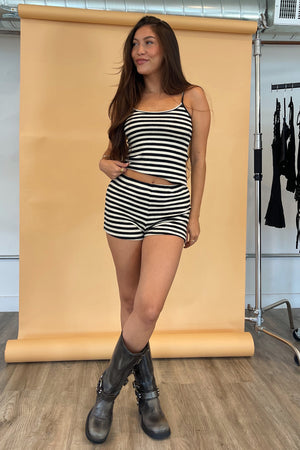 Divine Timing Cream and Black Stripe Tank Top