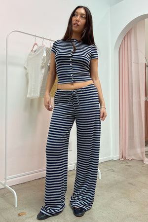 Laidback Navy and Heather Grey Stripe Pants