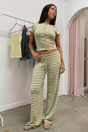 Laidback Yellow and Heather Grey Stripe Pants