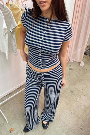 Laidback Navy and Heather Grey Stripe Pants
