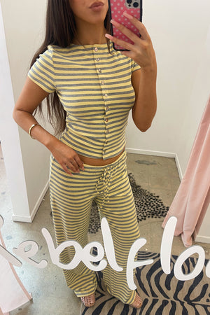 Laidback Yellow and Heather Grey Stripe Pants