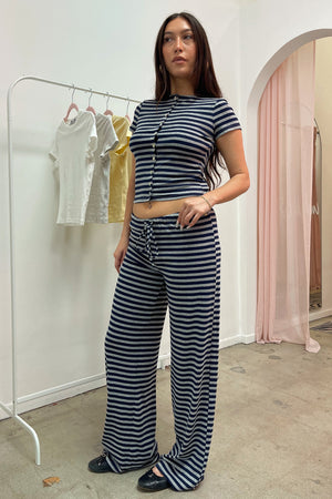 Laidback Navy and Heather Grey Stripe Pants