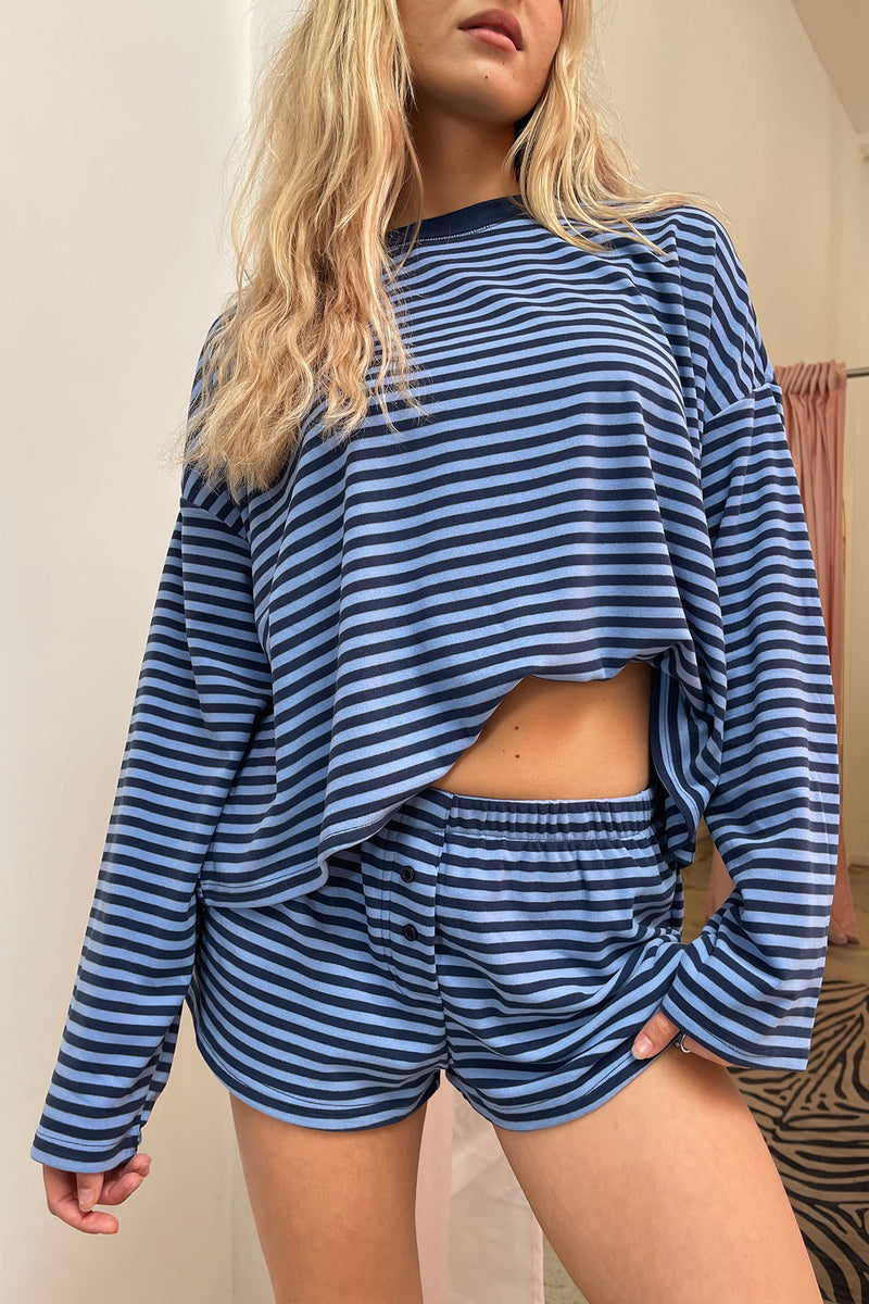 Rush Hour Blue Stripe Mini Shorts