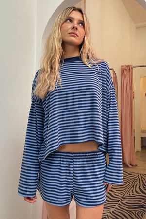 Rush Hour Blue Stripe Mini Shorts