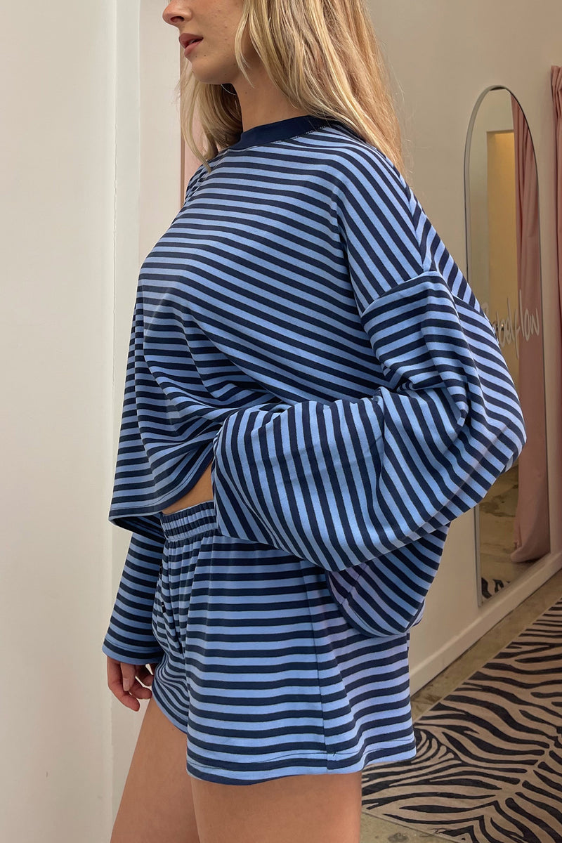 Rush Hour Blue Stripe Mini Shorts