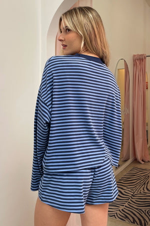 Rush Hour Blue Stripe Mini Shorts