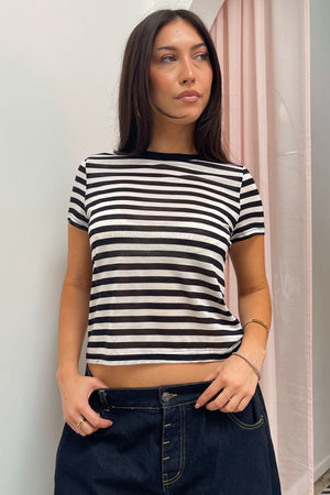 Don't Speak Black and White Stripe Basic Tee